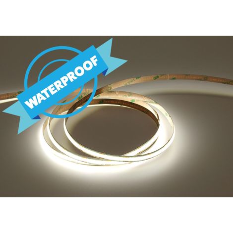 UQS-COB-8W-W-WP-24V-5m: Striscia LED COB professionale, 8W 320 chip/m, CRI 90, 24V, bianco caldo 6500K, IP65, 5m