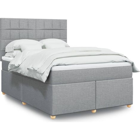 Boxspringbett mit Matratze Hellgrau 160x200 cm Stoff (1/5)