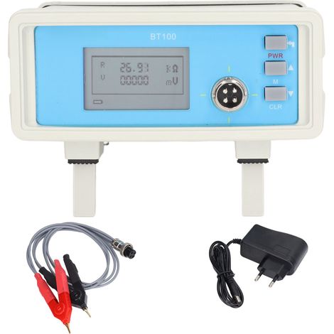 Testeur de batterie de table avec écran LCD, voltmètre et ohmmètre, prise européenne 100–240 V (1/5)