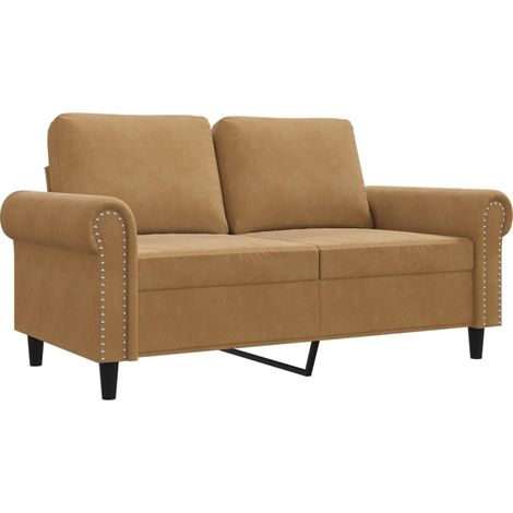 Canapé à 2 places,Sofa pour Salon,Banquette Marron 120 cm Velours CFW642898 (1/5)