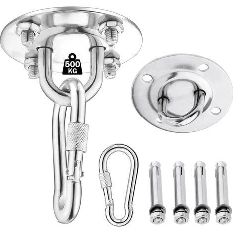 Stainless steel ceiling hook – 500 kg capacity – For hammocks, hanging chairs and sandbags – Weather resistant (1/5)