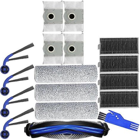 Pour aspirateur robot ECOVACS T80 PRO OMNI / T80 OMNI : rouleau principal, lingette de nettoyage, brosse latérale, sac à poussière et filtre HEPA de rechange (1/5)