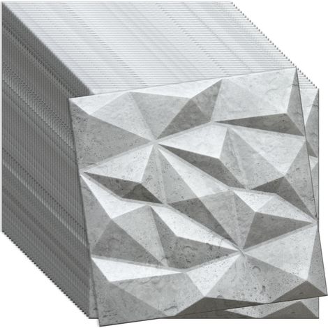 Verdico Panneau mural 3D polystyrne - aspect béton - 50x50 cm - design moderne - 40 pices, revtement mur & plafond