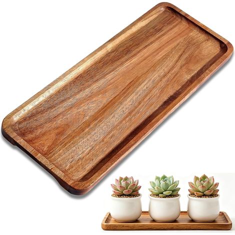 Plateau en Bois,Rectangulaire Plateau de Service,Plateau Decoratif,Plateau Aperitif,Plateaux pour Articles de Toilette pour Le Pain,Les Desserts,Le Café,Les Gâteaux