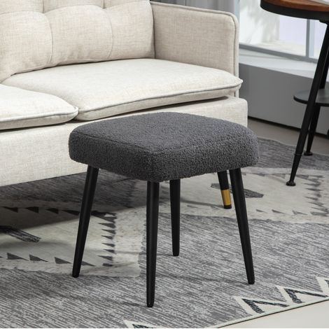 Pouf carré 42x42x47 cm en polyester gris foncé, gain de place pour salon, FloraGrace (1/5)