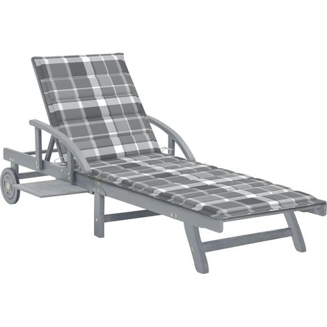 Chaise longue de jardin avec coussin Bois d'acacia solide 10 (1/5)