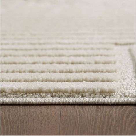 Tapis rond scandinave effet 3D graphique Eve Crème Ø160 (1/5)