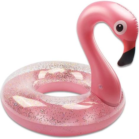 Bouée gonflable à paillettes flamant rose - Bouée de piscine pour adultes et enfants pour les fêtes à la piscine (1/5)