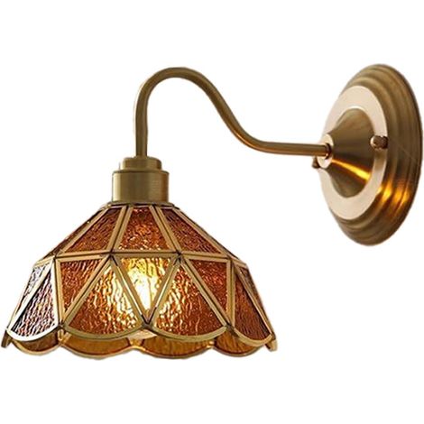 Applique murale vintage en verre, Lampe murale avec douille E27 – Facile à installer – Idéale pour chevet, chambre, couloir, passage,ampoule non comprise (1/4)