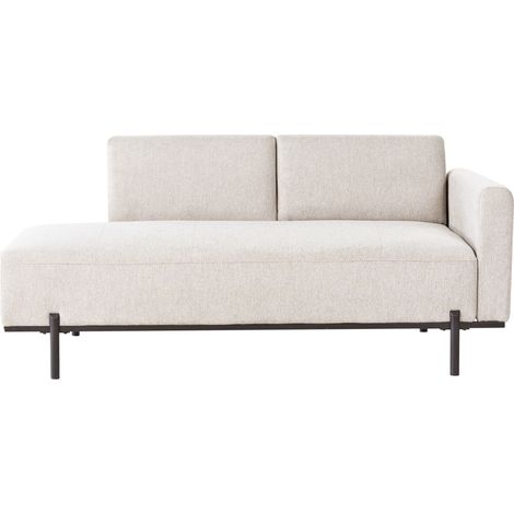 Chaise longue derecho de lino sintético estilo minimalista patas de metal beige claro Savasse