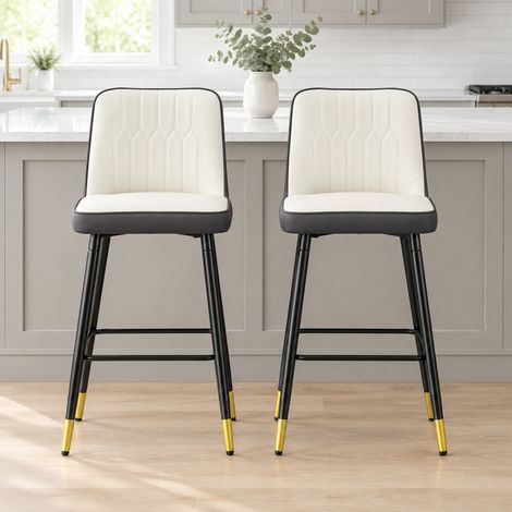 MEUBLIV Set di 2 sgabelli da bar 100 cm bianco/grigio scuro con poggiapiedi (1/5)