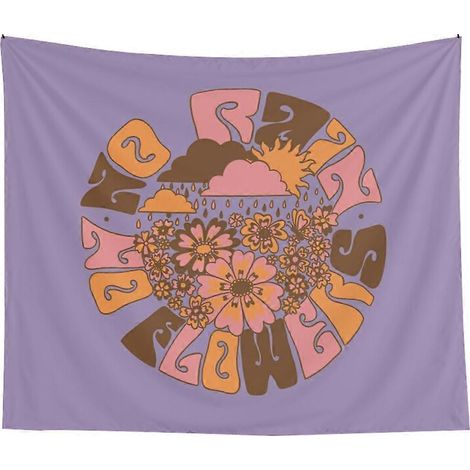 Tapisserie murale mandala florale, style hippie bohème, décoration psychédélique pour la maison, fresque murale florale en tapiz