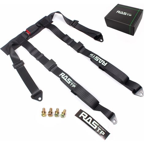 Car seat belt modification accessories, four-point black buckle go-kart racing seat belt, seat protection belt - high strength polyester, four-point - black (1/4)
