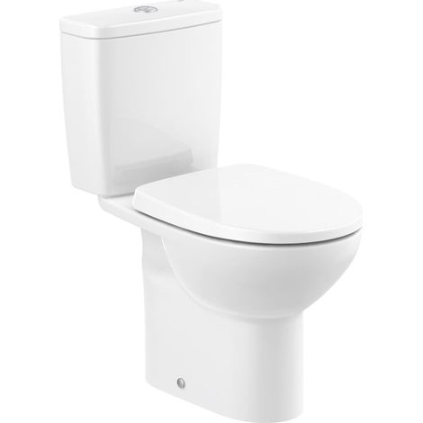 ROCA VICTORIA-N Inodoro Rimless Completo Blanco - Alimentación Inferior - Asiento: BISAGRAS ACETáLICAS - Desagüe: AL SUELO - ref: A342V04000+A341V01000+A801E56001