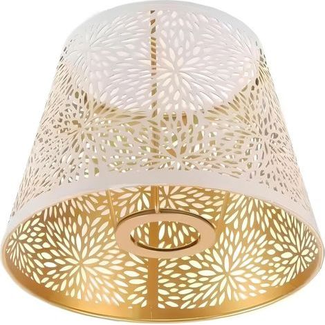 Stehlampe mit weißem Schirm und geschnitztem Blumenmuster – modernes und elegantes Design für Wohnzimmer oder Schlafzimmer (1/5)