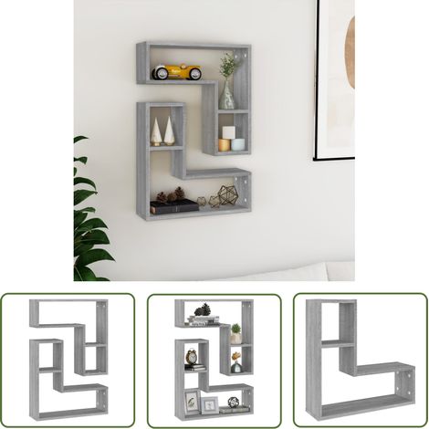The Living Store Étagères murales 2pcs Sonoma gris 50x15x50 cm Bois d’ingénierie - Étagères Murales - Étagères Flottantes - Décoration Murale - Rangement Mural - Bibliothèque Murale (1/5)