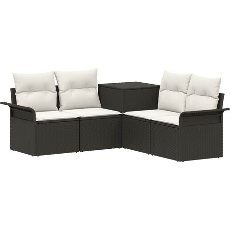 vidaXL Set di divani 5 pz Nero e Bianco Crema 187,5 x 187,5 x 85 (1/5)