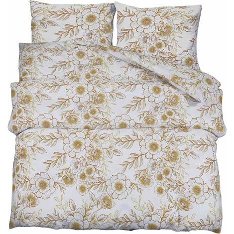 Maison Exclusive - Set Copripiumino Bianco e Marrone 135x200 cm in Cotone