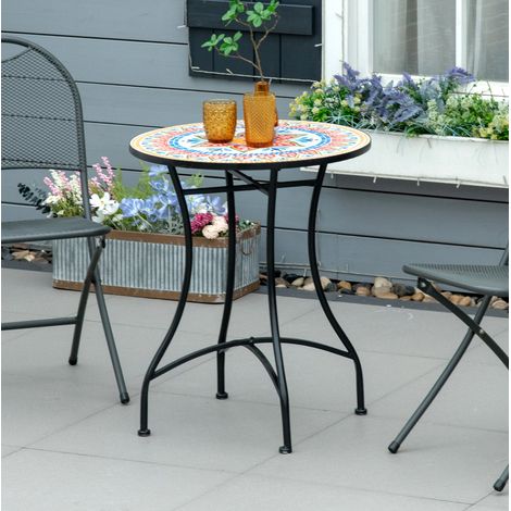 table jardin bistrot ronde extérieur mosaïque métal 60 cm HAVRYA (1/4)
