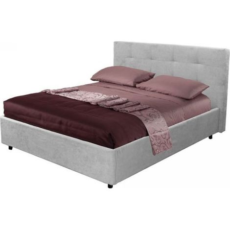 Letto matrimoniale Ascoli contenitore in tessuto Enjoy 20 grigio chiaro