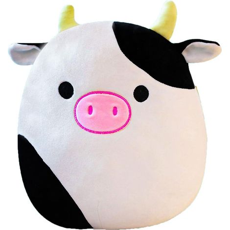 Ensemble de peluches vache, 35 cm, adorables animaux en peluche vache tout doux, cadeaux d'anniversaire et de Noël pour enfants (Noir - 35 cm) (1/5)