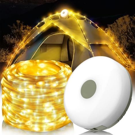 LED-Campinglampe, 10 Meter faltbare, wasserdichte, wiederaufladbare Lichterkette für den Außenbereich.
