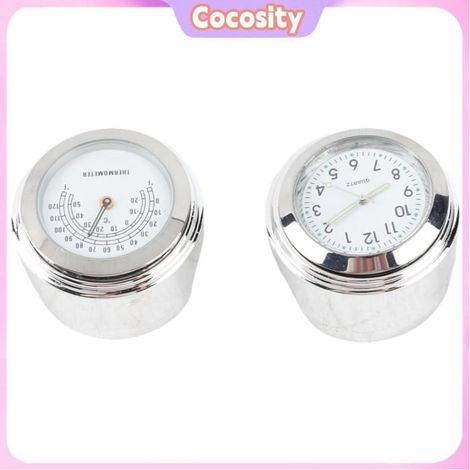 Cocosity thermomètre Compteur de guidon de moto universel, horloge de vélo, moto Horloge et température à cadran blanc argenté (1/5)