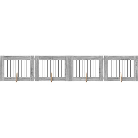vidaXL Foldable Dog Gate with Stands 4 pcs Grey Sonoma 321 cm (1/4)