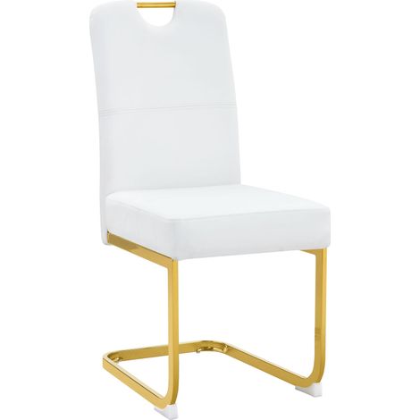 Lot de 2 chaises blanches en simili cuir PU, structure renforcée, modèle ergonomique