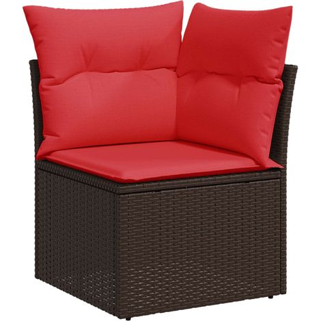 Canapé de jardin-Sofa d'extérieur avec coussin Marron 62 x 62 x 69 cm polyrotin (1/5)
