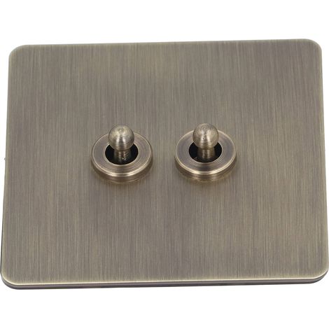 Interrupteur à bascule 2 positions, finition bronze antique texturé, plaque en acier inoxydable, 250V AC (1/5)