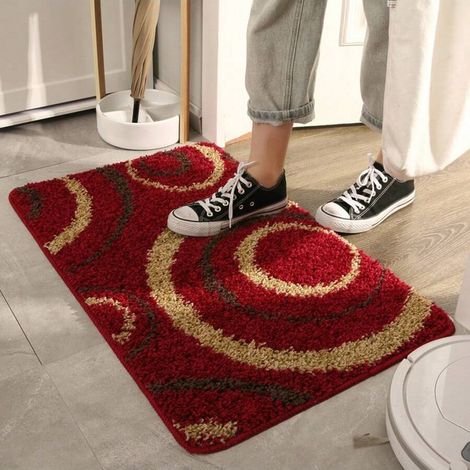 Tapis d'entrée anti-poussière, tapis de salle de bain/toilettes absorbant et antidérapant, paillasson rouge Nouvel An - 40 x 60 cm (1/3)