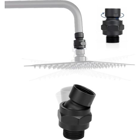 Extension de pommeau de douche pivotant à 360 ° pour bras de douche G 1/2 universel et pommeau de douche – Noir (1/5)