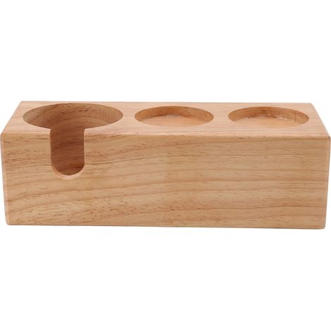 Support à tasseur à café en bois, 3 trous, antidérapant, pour cafés, maisons et restaurants. Couleur bois. (1/5)