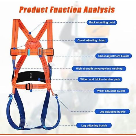 Ceinture SéCurité Anti-Chute, Kits Antichute De Sécurité 5 Points, Ergonomique Réglable Protection Antichute Baudrier Escalade,Max 100kg, pour Escalade Travail en Hauteur (1/4)