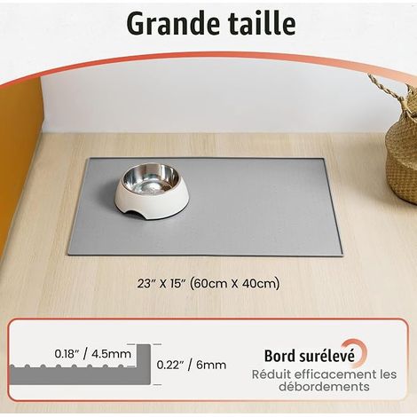 Silicone Dog Cat Food Mat, Non-Slip Design, Raised Edge to Prevent Water or Food Spills, Easy to Clean (1/4)