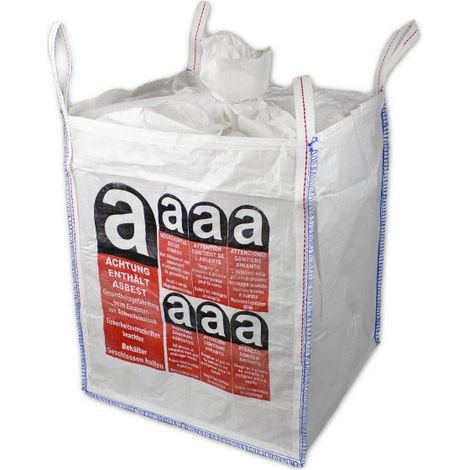 Big Bag con tejido laminado, hasta 1000 kg de 90 x 90 x 100 cm para la recogida de AMIANTO, URALITA, FIBROCEMENTO, ASBESTOS (1/3)