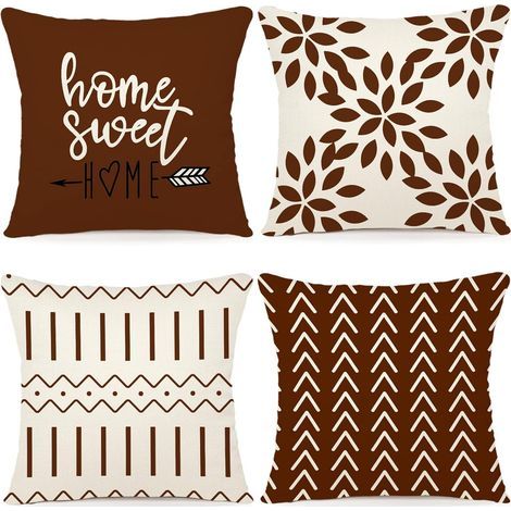 Lot de 4 Housse de Coussin Décoratif Canapé Taie d'oreiller Decoration Canapé Housses de Coussin en Lin d'extérieur Housse de Coussin Décoration pour Chambre, canapé, Chaise, Lit,Jardin 45x45CM (1/5)