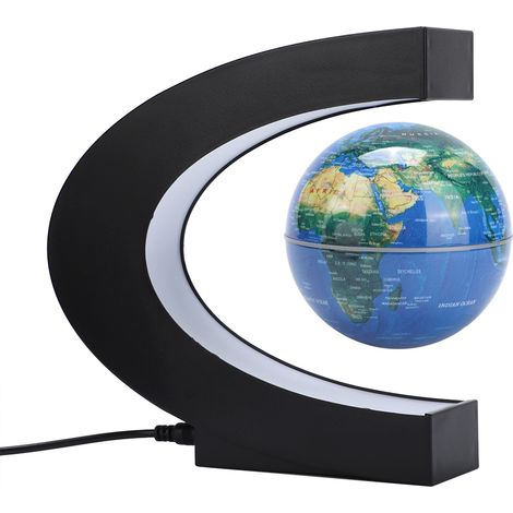 Lampe globe flottant lévitation magnétique C 4 pièces, rotation lumineuse décoration bureau maison, 100-240V bleu prise UE (1/5)