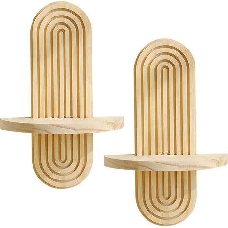 Étagère murale en bois en deux parties, style bohème, étagère pour plantes, décoration murale en bois, étagère flottante, étagère à fleurs en bois massif (1/5)