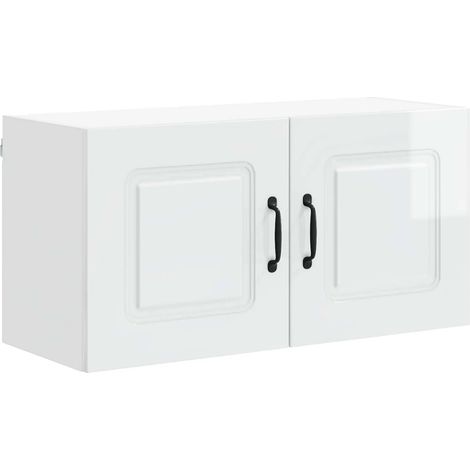 Armadio da cucina rettangolare moderno spazio di archiviazione 80 x 31 x 40 cm in legno multistrato bianco lucido 020053617