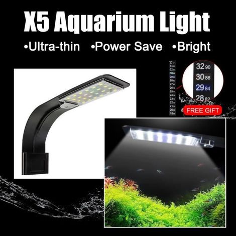 SENZEAL 10W Lampe LED Aquarium Super Mince pour Poisson et Plante Aquatique 220V / 110V 1200LM X5 Eclairage (1/4)