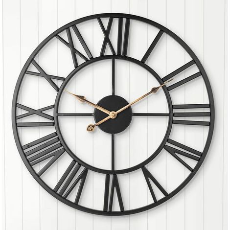 Horloge murale luxe légère pour salon, style fer forgé et design romain décoratif (1/3)