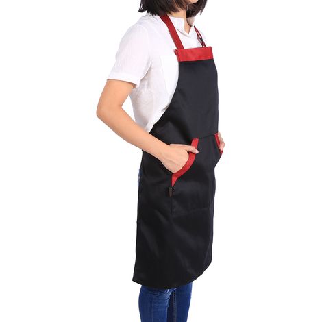 Tablier de cuisine noir unisexe pour chef, restaurant, maison, cuisine, robe de travail, tablier de serveur imperméable (1/5)