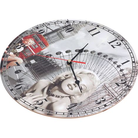 Antike, geräuschlose runde Wanduhr aus Holz mit arabischen Ziffern für das Wohnzimmer (1/5)