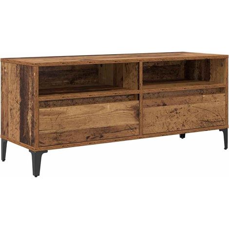 Meuble TV Banc TV Armoire TV avec tiroir Bois Ancien 100 x 34,5 x 44,5 cm (1/5)