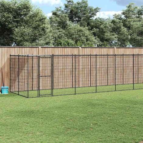 Outdoor-Hundezwinger mit Überdachung Stahl 26,62 m²