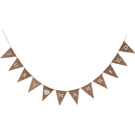 Bannière triangulaire en toile de jute, fanions suspendus pour décoration de mariage, fiançailles et fête 02 (1/3)
