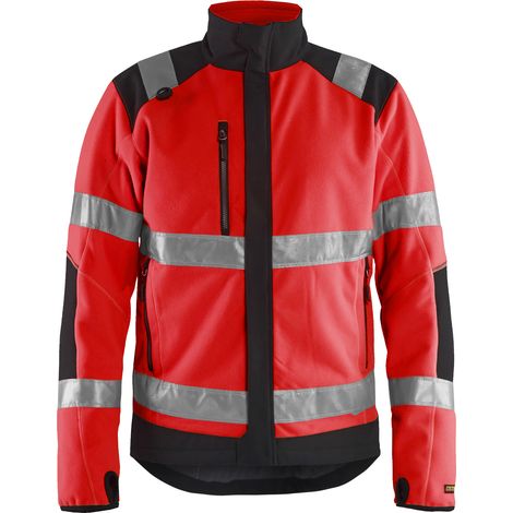 Arbeitsjacke aus Fleece, winddicht, Hochsichtbarkeit 4888 - Neonrot/Schwarz 4XL