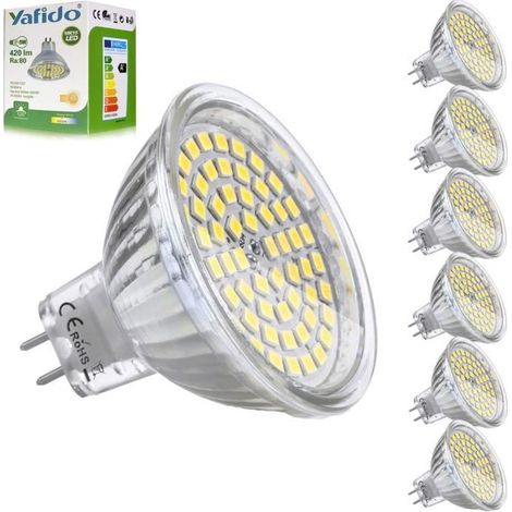 GU5.3 LED 12V MR16 Blanc du Jour 5W Ampoule Equivalent à 35W Halogène Lampe GU 5.3 MR 16 Blanc Froid 4500K 420 Lumen Lot de 6 (1/4)